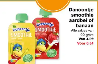 Hoogvliet Danoontje smoothie aardbei of banaan aanbieding