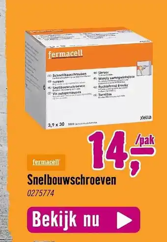 Hornbach Fermacell snelbouwschroeven aanbieding