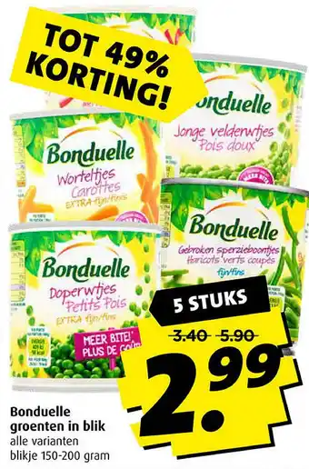 Boni Bonduelle qroenten in blik aanbieding