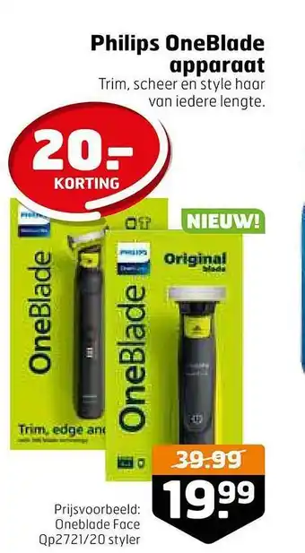 Trekpleister Philips oneblade apparaat 20.- korting aanbieding