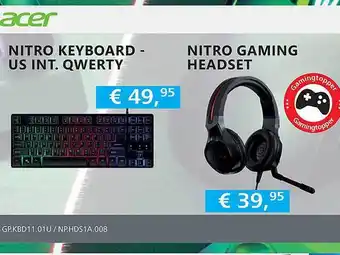 Informatique Acer nitro keyboard - us int. qwerty of nitro gaming headset aanbieding