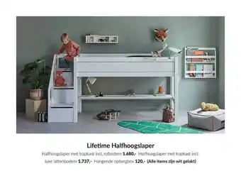 Babypark Lifetime halfhoogslaper : halfhoogslaper met trapkast incl. rolbodem, halfhoogslaper met trapkast incl. luxe lattenbodem, han aanbieding