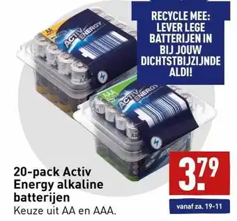 ALDI 20-pack activ energy alkaline batterijen aanbieding