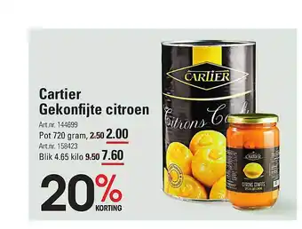 Sligro Cartier gekonfijte citroen 20% korting aanbieding