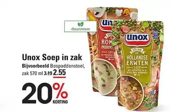 Sligro Unox soep in zak 20% korting aanbieding