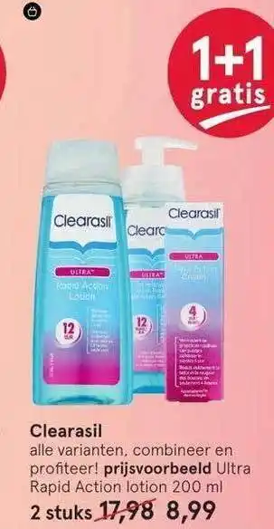 Etos Clearasil ultra rapid action lotion 200 ml 1+1 gratis aanbieding