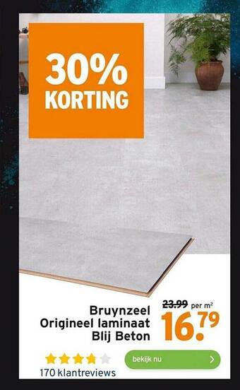 GAMMA Bruynzeel origineel laminaat blij beton 30% korting aanbieding