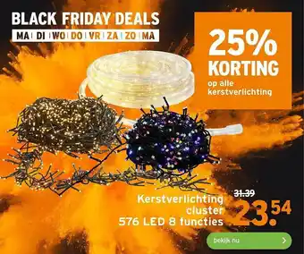 GAMMA Kerstverlichting cluster 576 led 8 functies 25% korting aanbieding