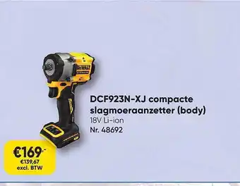 Toolstation Dewalt dcf923n-xj compacte slagmoeraanzetter (body) aanbieding