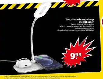 Trekpleister Watshome bureaulamp met qi lader aanbieding