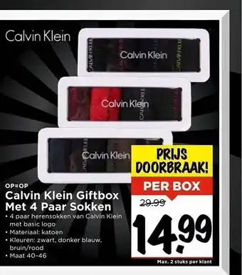 Vomar Voordeelmarkt Calvin klein giftbox met 4 paar sokken aanbieding