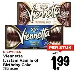 Vomar Voordeelmarkt Viennetta ijsstam vanille of birthday cake aanbieding