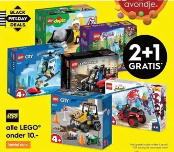 Blokker Alle lego® onder 10.- 2+1 gratis aanbieding