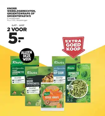 Jumbo Knorr wereldgerechten groentewraps of groentepasta's aanbieding