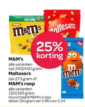 Spar M&m's, maltesers, m&m's reep aanbieding