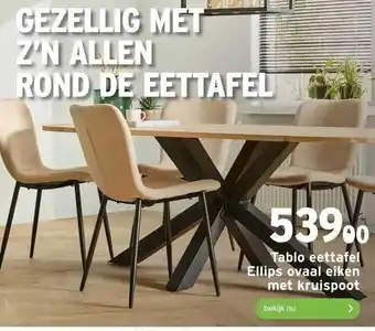 GAMMA Tablo eettafel ellips ovaal eiken met kruispoot aanbieding