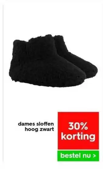 HEMA Dames sloffen hoog zwart 30% korting aanbieding