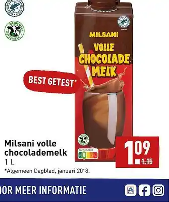 ALDI Milsani volle chocolademelk aanbieding