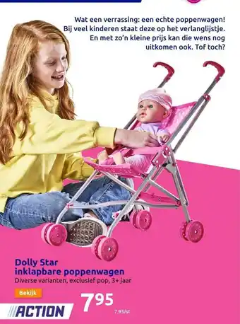 Action Dolly star inklapbare poppenwagen aanbieding