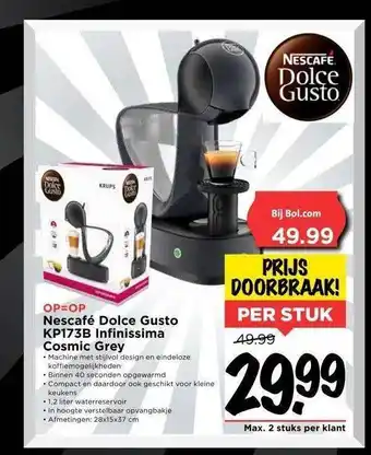 Vomar Voordeelmarkt Nescafé dolce gusto kp173b infinissima cosmic grey aanbieding