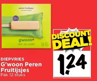 Vomar Voordeelmarkt G'woon Peren fruitijsjes 12-pack aanbieding