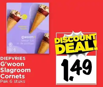 Vomar Voordeelmarkt G'woon Slagroom cornets 6-pack aanbieding