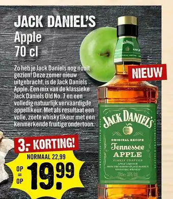 Dirck 3 Jack daniel's apple 70 cl aanbieding