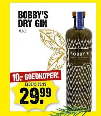 Dirck 3 Bobby's dry gin 70 cl aanbieding