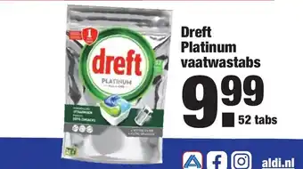 ALDI Dreft platinum vaatwastabs 52 st aanbieding