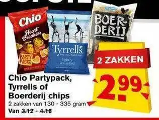 Hoogvliet Chip partypack, tyrrells of boerderij chips 130-335 gram aanbieding