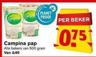 Hoogvliet Campina pap 500 gram aanbieding