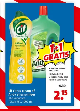 Boni Cif citrus cream of Andy allesreiniger alle varianten flacon 750/1000 ml aanbieding