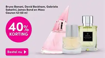 DA Bruno banani, david beckham, gabriela sabatini, james bond en mexx geuren tot 60 ml 40% korting aanbieding