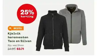 Welkoop Kjelvik herenvesten taco en silvan 25% korting aanbieding