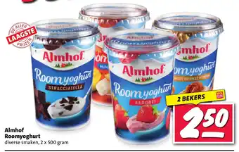 Nettorama Almhof Roomyoghurt 2 x 500 gram, 2 bekers aanbieding