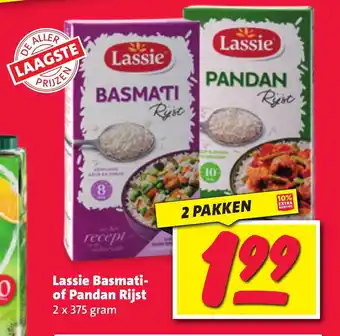 Nettorama Lassie Basmati- of Pandan Rijst 2 x 375 gram. 2 pakken aanbieding