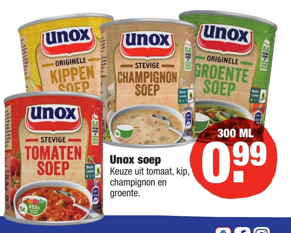 Unox Soep in blik 300ml aanbieding bij ALDI