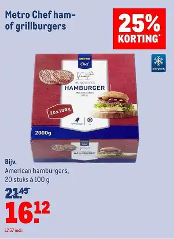 Makro Bijv. American Hamburgers, 20 Stuks a 100 g aanbieding