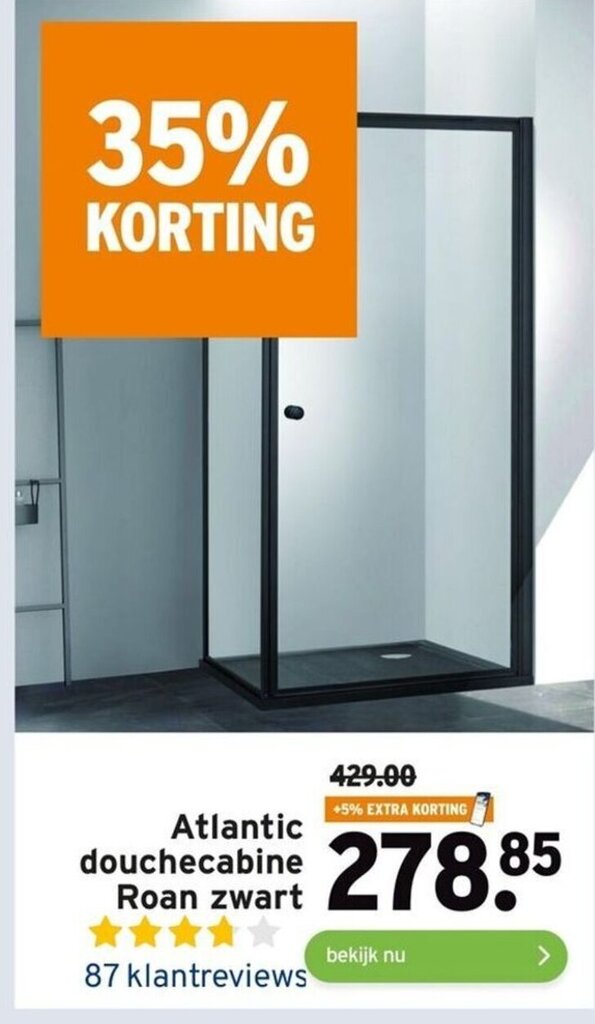 Atlantic douchecabine roan zwart aanbieding bij GAMMA