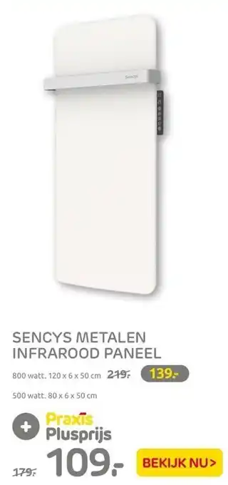 Praxis Sencys metalen infrarood paneel 500 watt 80x6x50CM aanbieding