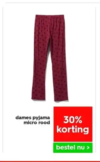 HEMA Dames pyjama micro rood aanbieding