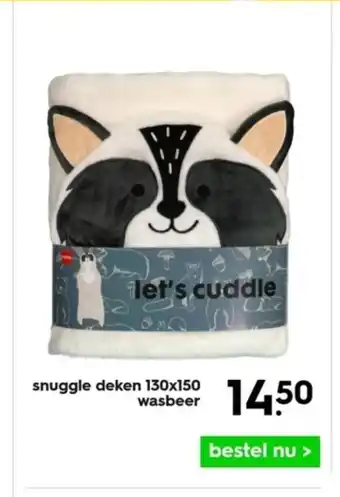 HEMA Snuggle deken 130x150 wasbeer aanbieding