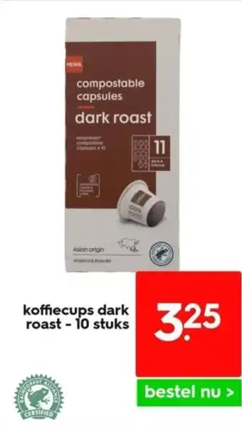 HEMA Koffiecups dark roast - 10 stuks aanbieding