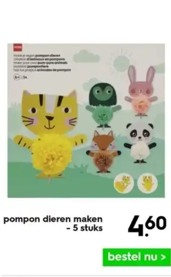 HEMA Pompon dieren maken-5 stuks aanbieding