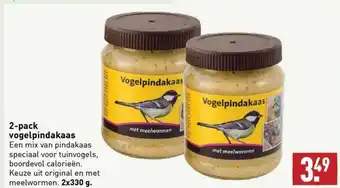 ALDI 2-pack vogelpindakaas een mix van pindakaas speciaal voor tuinvogels, boordevol calorieën. aanbieding