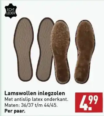 ALDI Lamswollen inlegzolen met antislip latex onderkant. maten: 36/37 t/m 44/45. aanbieding