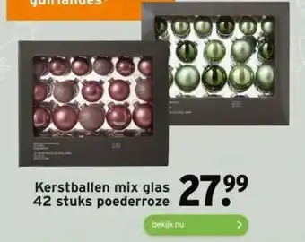 GAMMA Kerstballen mix glas 42 stuks poederroze aanbieding