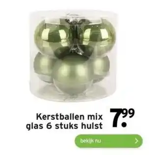 GAMMA Kerstballen mix glas 6 stuks hulst aanbieding