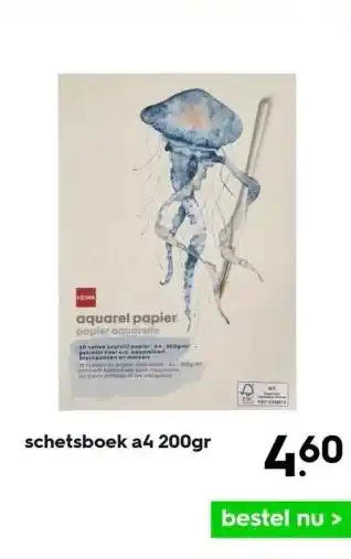 HEMA Schetsboek a4 200gr aanbieding