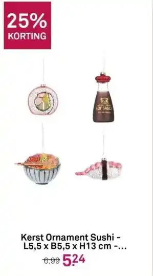 Karwei Kerst ornament sushi - l5,5 x b5,5 x h13 cm - oranje/zwart per stuk aanbieding